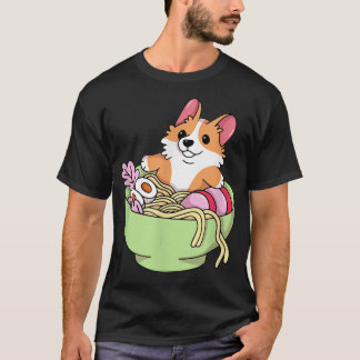 Corgi Ramen Cute Japanese Dog , Funny Cute Corgi T-Shirt
