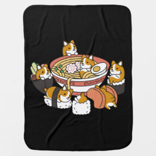 Corgi Ramen Sushi Baby Blanket