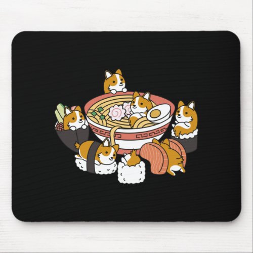 Corgi Ramen Sushi Mouse Pad