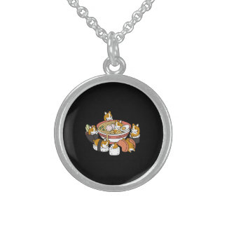 Corgi Ramen Sushi Sterling Silver Necklace