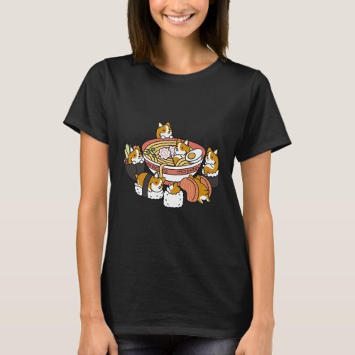 Corgi Ramen Sushi T_Shirt