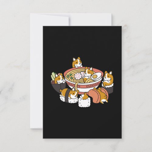 Corgi Ramen Sushi Thank You Card