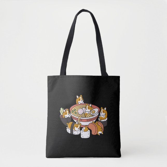 Corgi Ramen Sushi Tote Bag (Front)