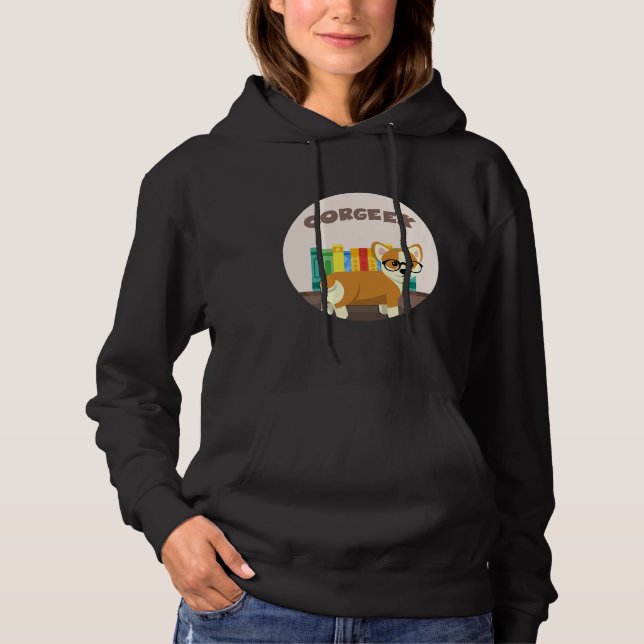 Corgi Reading  223 Hoodie (Front)
