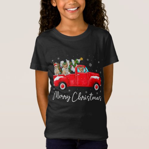 Corgi Red Truck Christmas Santa Hat Xmas Dog Lover T_Shirt
