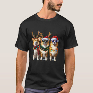 Corgi Reindeer Christmas Lights Dog Lover Xmas Paj T-Shirt