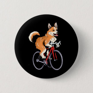 Corgi Riding Bicycle Cute Biker Cyclist Button