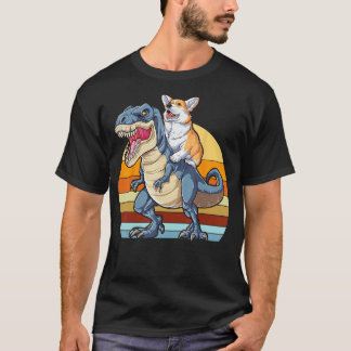 Corgi Riding Dinosaur T rex Cute Corgis Dog Lover T-Shirt