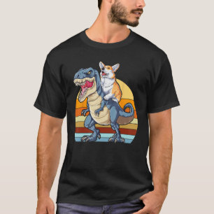 Corgi Riding Dinosaur T rex Cute Corgis Dog Lover T-Shirt