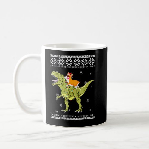 Corgi Riding T Rex Dinosaur Christmas Light Xmas  Coffee Mug
