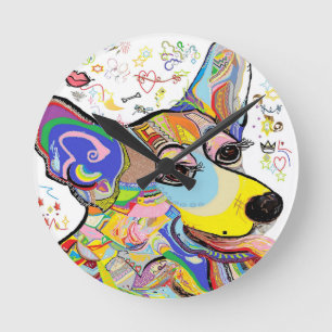 Corgi Round Clock