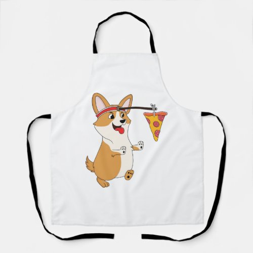 Corgi Running Pizza  Apron