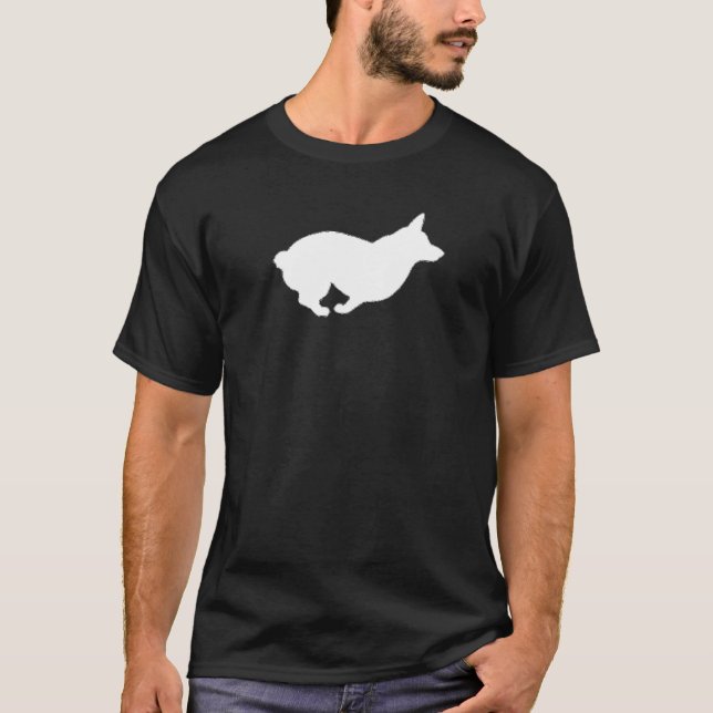 Corgi Running Silhouette Profile Corgi Owners T-Shirt (Front)