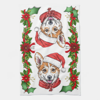Corgi Santa Christmas Kitchen Towel