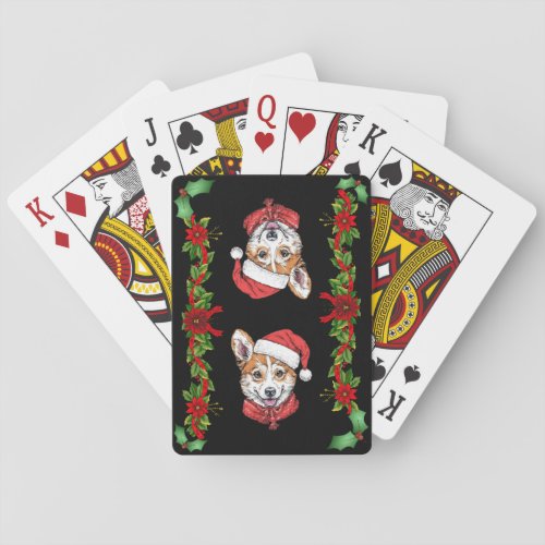 Corgi Santa Christmas Poker Cards