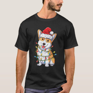 Corgi Santa Christmas Tree Lights Xmas Boys Men Co T-Shirt