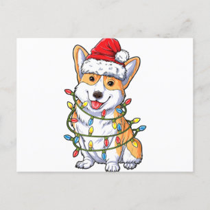 Corgi Santa Christmas Tree Lights Xmas Gifts Boys Announcement Postcard