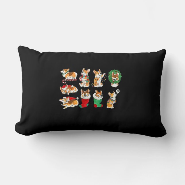 Corgi Santa Christmas Xmas Funny Christmas Lumbar Pillow (Front)