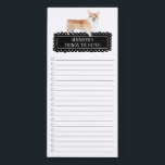 Corgi Shopping List Magnetic Notepad<br><div class="desc">Adorable things to fetch Corgi dog with a black chalkboard frame personalized with your name.</div>