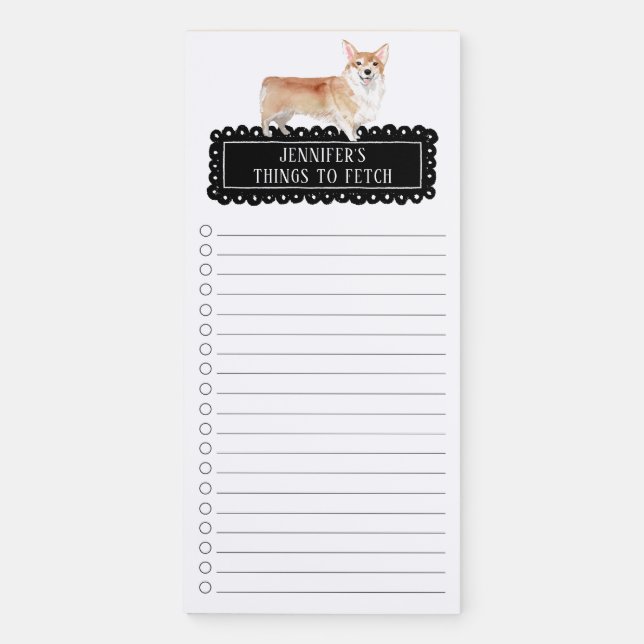 Corgi Shopping List Magnetic Notepad (Front)