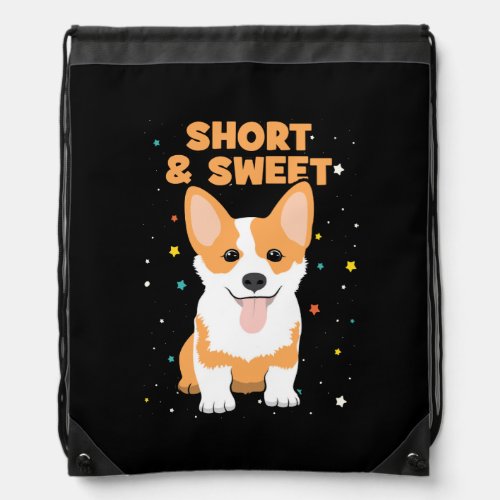 Corgi _ Short and Sweet Cute Dog Cartoon Novelty Drawstring Bag