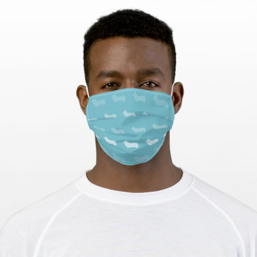 Corgi Silhouette Face Mask (Light Blue) (Worn)