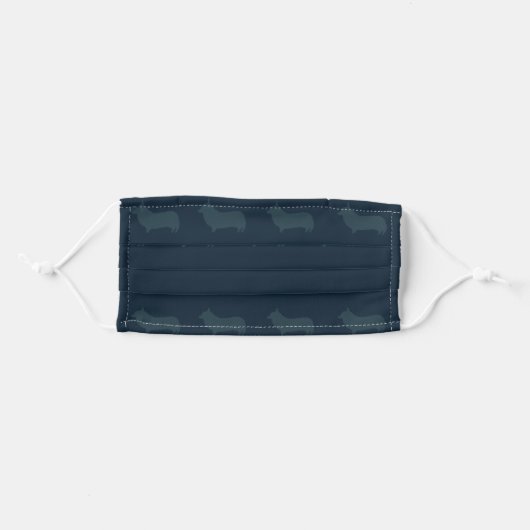 Corgi Silhouette Face Mask (Navy) (Front, Folded)