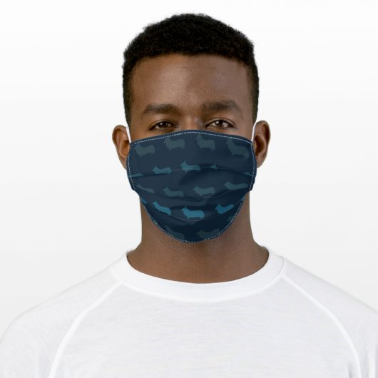 Corgi Silhouette Face Mask (Navy) (Worn)