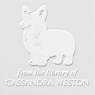 Corgi Silhouette Minimalist #4 Library Book Name Embosser