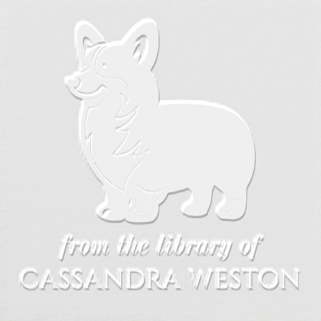Corgi Silhouette Minimalist #4 Library Book Name Embosser (Design)
