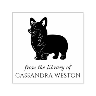 Corgi Silhouette Minimalist #4 Library Book Name Self-inking Stamp