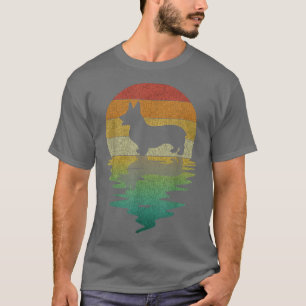 Corgi Silhouette Sunset Retro Vintage 70s Dog Corg T-Shirt