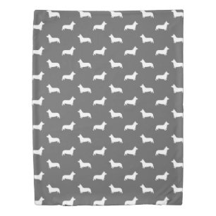 Corgi Silhouettes Pattern Grey Duvet Cover