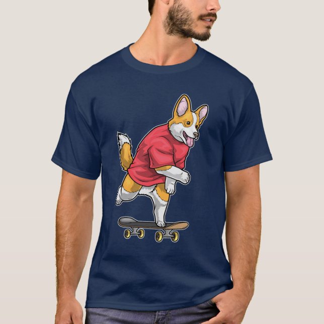 Corgi Skater Skateboard T-Shirt (Front)