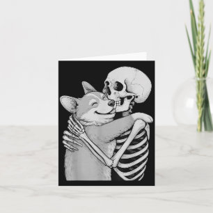 Corgi Skeleton Hug Halloween Dog Lover Card