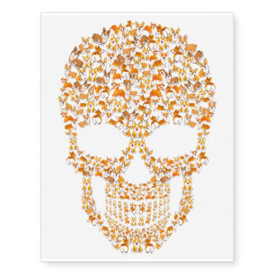 Corgi Skull T Corgi And Skull Lovers Halloween Temporary Tattoos