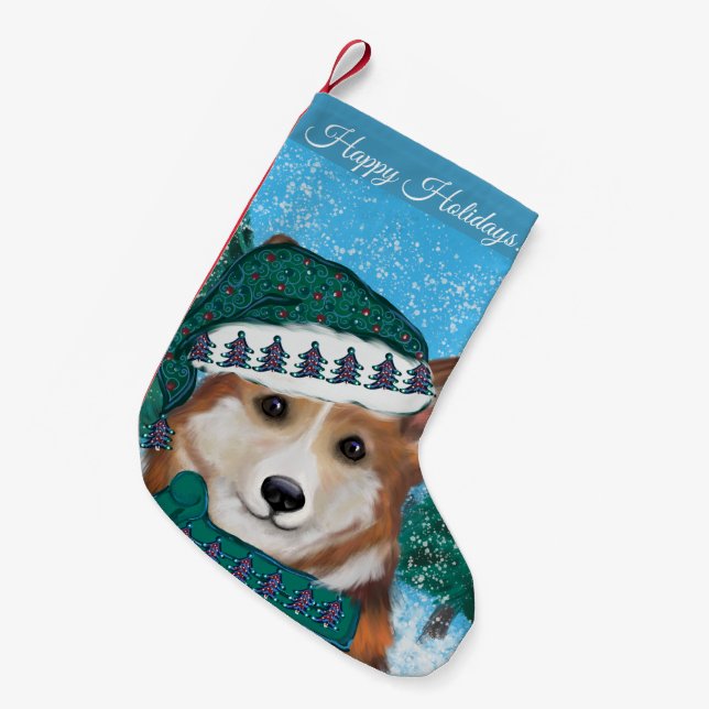 Corgi Small Christmas Stocking (Front (Hanging))