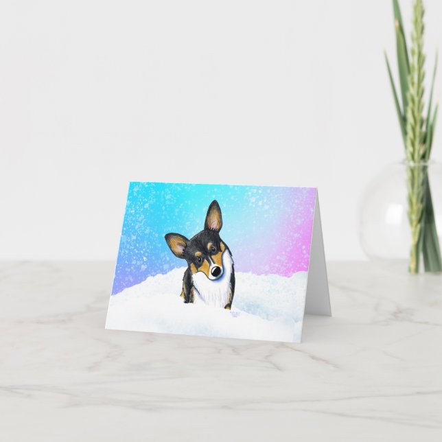 Corgi Snow Globe Card (Front)