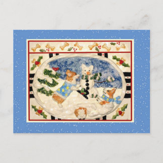 Corgi Snowman Postcard