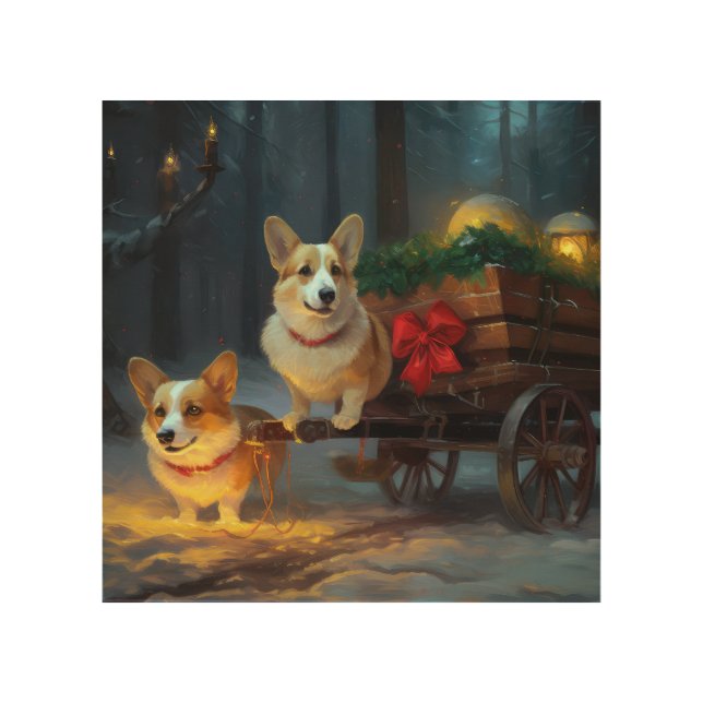 Corgi Snowy Sleigh Christmas Decor  (Front)