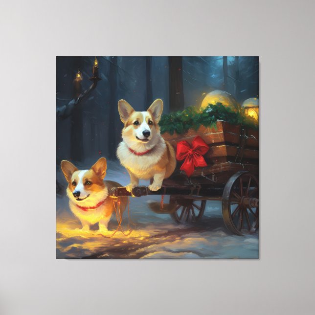 Corgi Snowy Sleigh Christmas Decor  (Front)