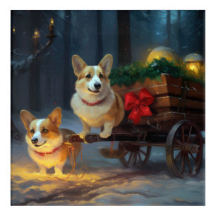 Corgi Snowy Sleigh Christmas Decor