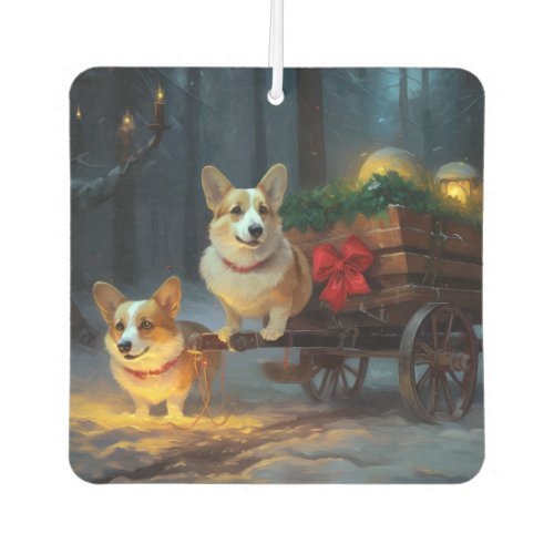 Corgi Snowy Sleigh Christmas Decor  Air Freshener