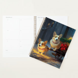 Corgi Snowy Sleigh Christmas Decor Planner