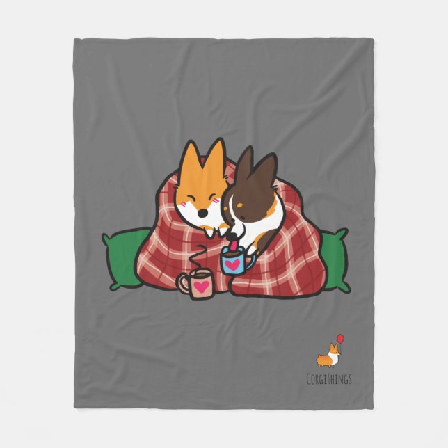 Corgi Snuggle Fleece Blanket (Front)