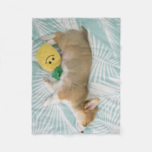 corgi snuggles fleece blanket