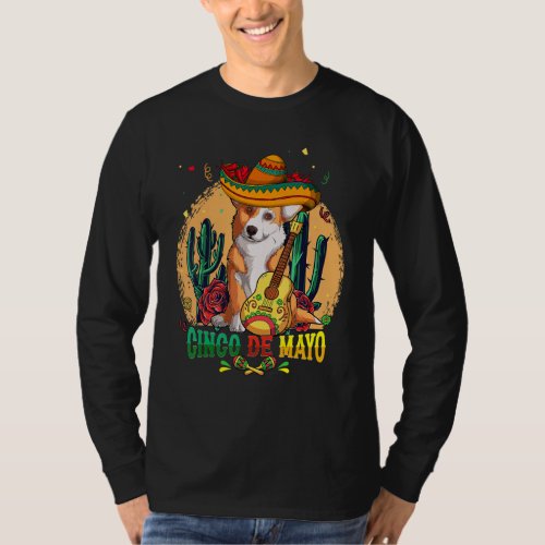 Corgi Sombrero Cinco De Mayo Mexican Dog Men Women T_Shirt