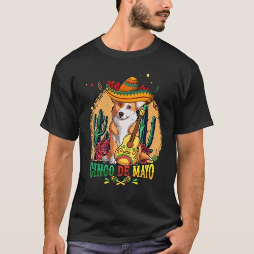 Corgi Sombrero Cinco De Mayo Mexican Dog Men Women T_Shirt