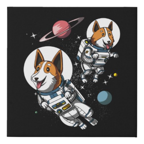 Corgi Space Astronaut Dog Cosmic Pet Faux Canvas Print