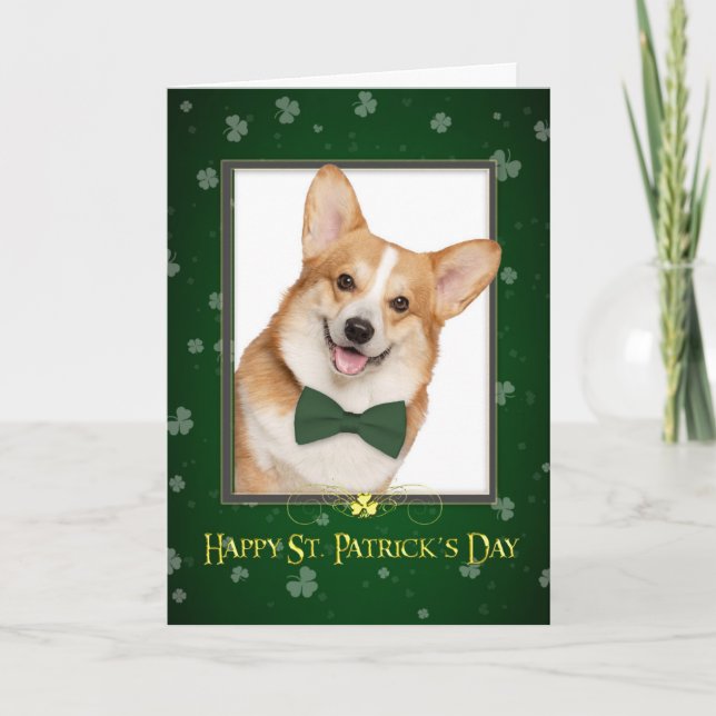 Corgi St. Patricks Day Card (Front)